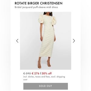 ROTATE puff sleeve ivory midi dress
